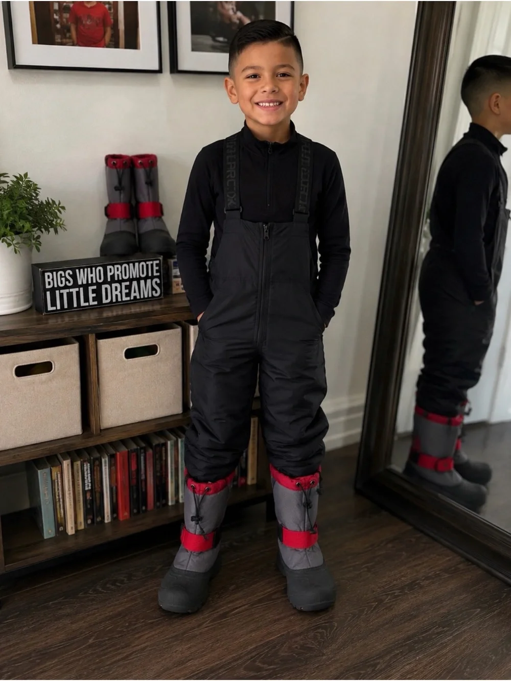 Northside Black Snow Bibs with Red Accents